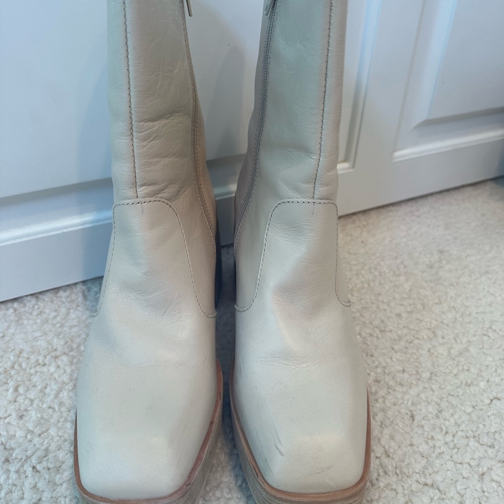 Free People Cream Heeled Boots